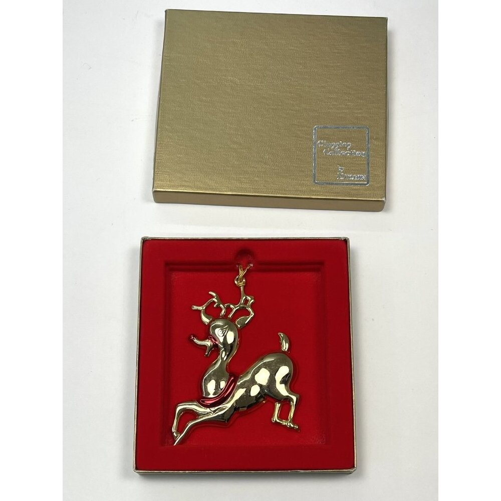 Classics Collection by Gloria Duchin 4" Brasstone Metal Reindeer ORNAMENT NEW